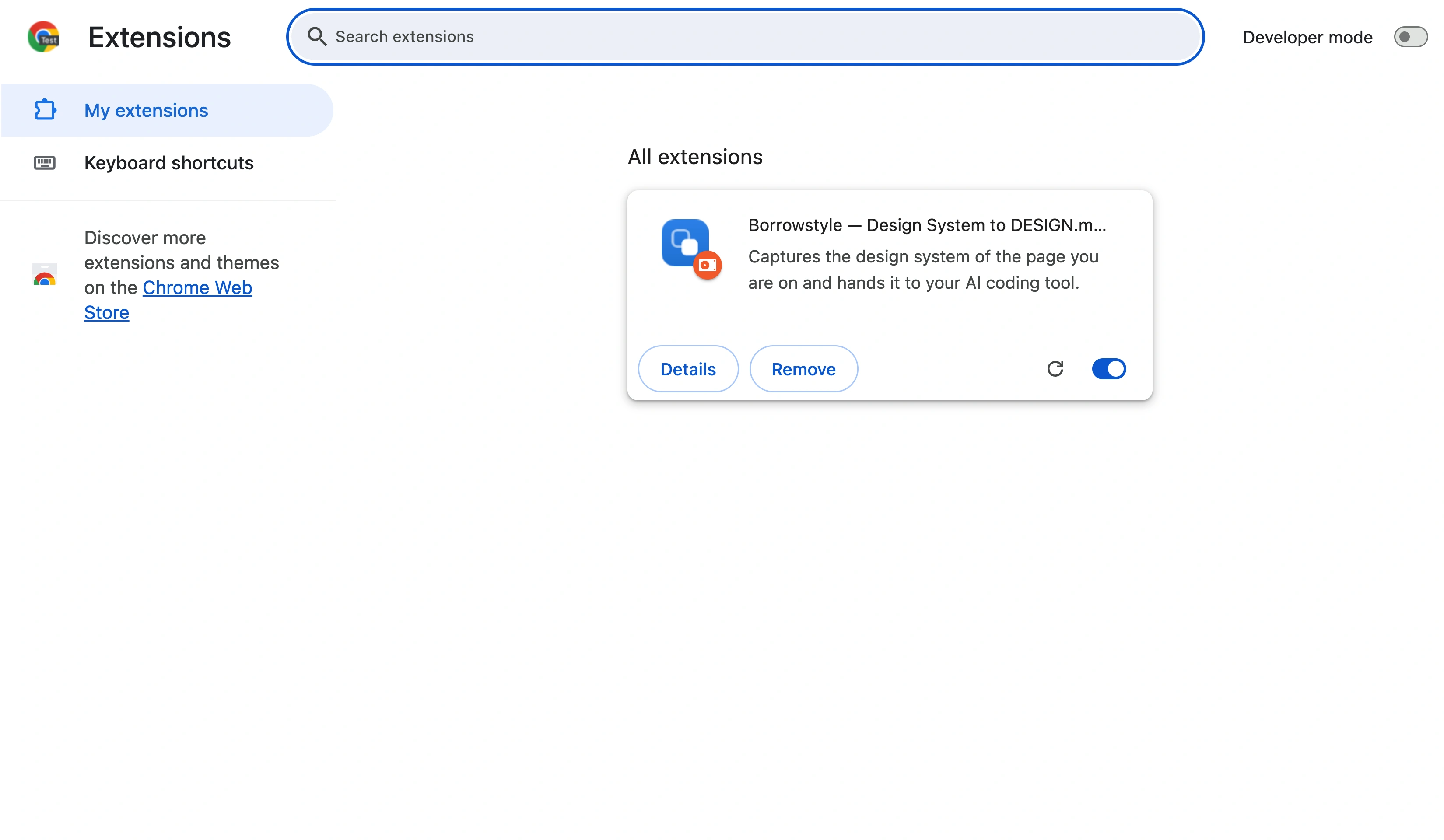 Chrome's Extensions page