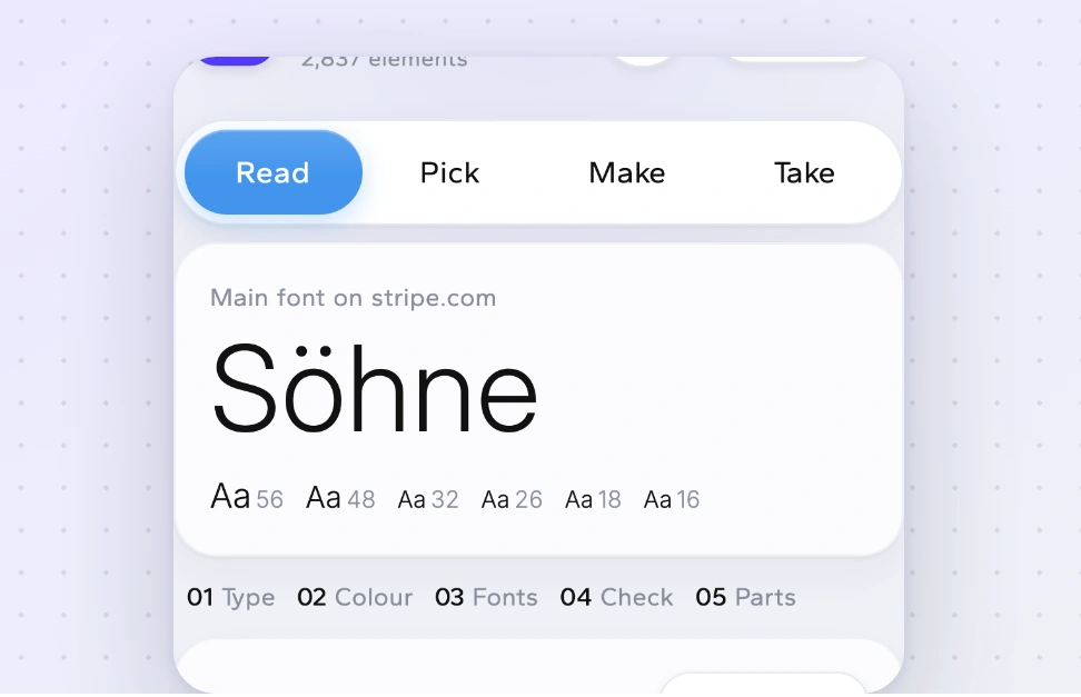 The Read screen with the main font Söhne and its sizes
