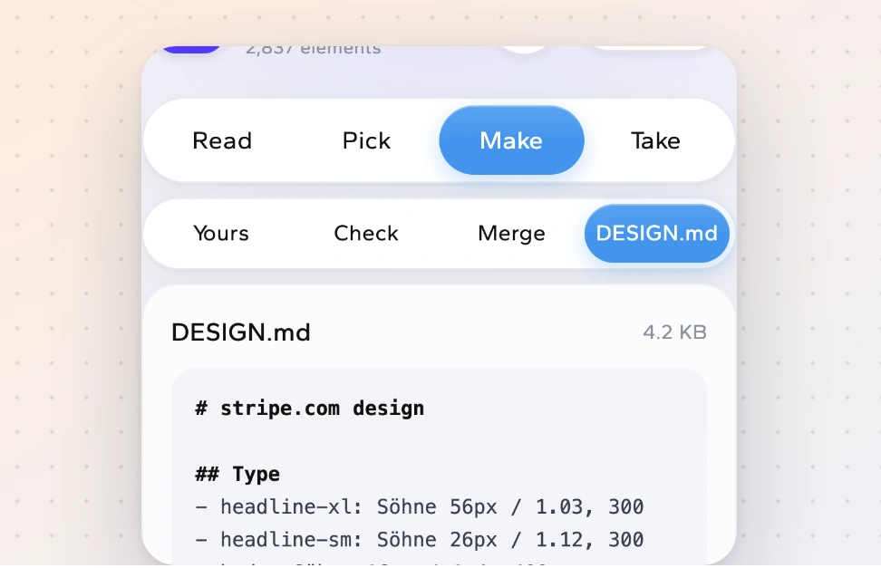 The DESIGN.md screen ready to copy